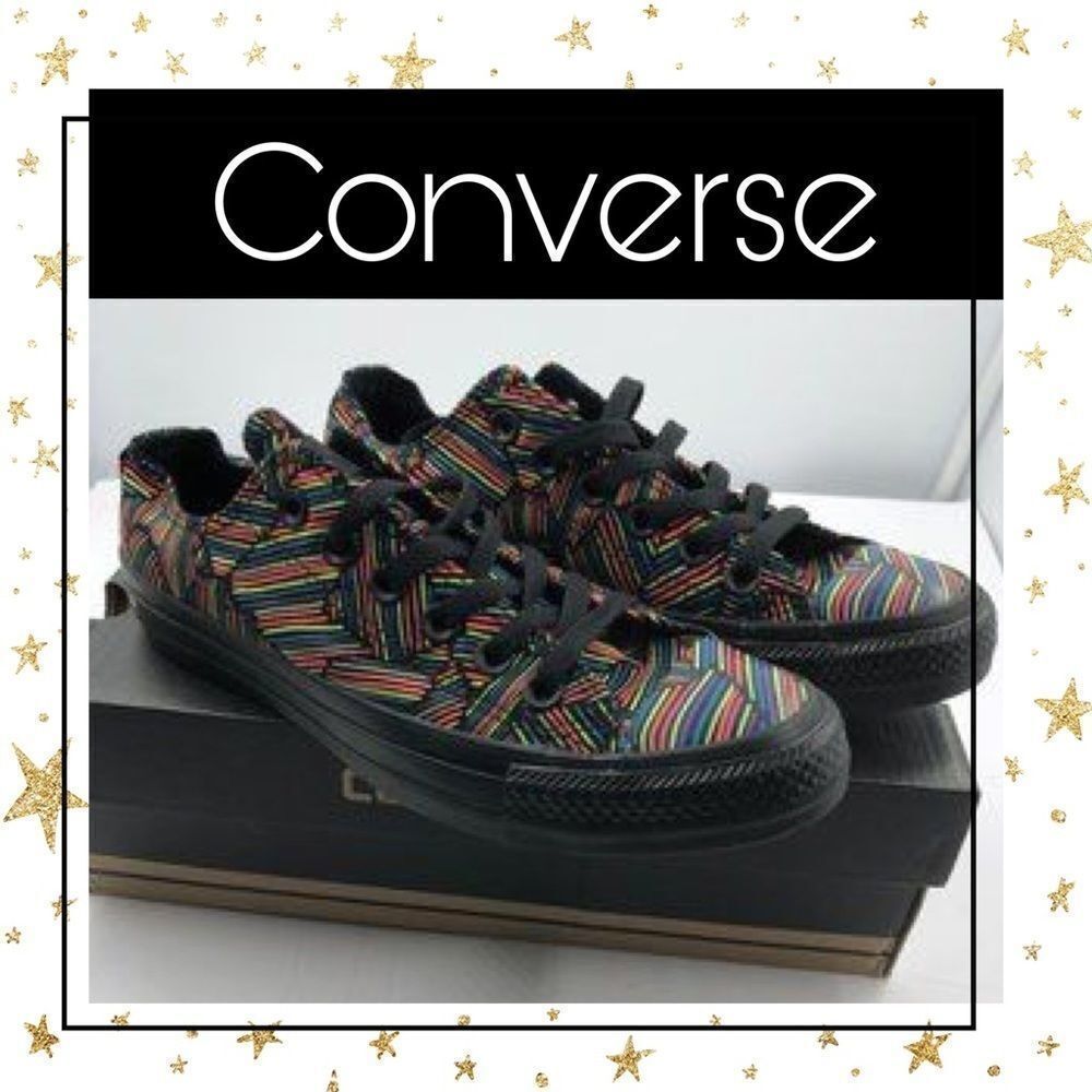 New! Converse Women's Blk Neon Tennis Shoes 6.5